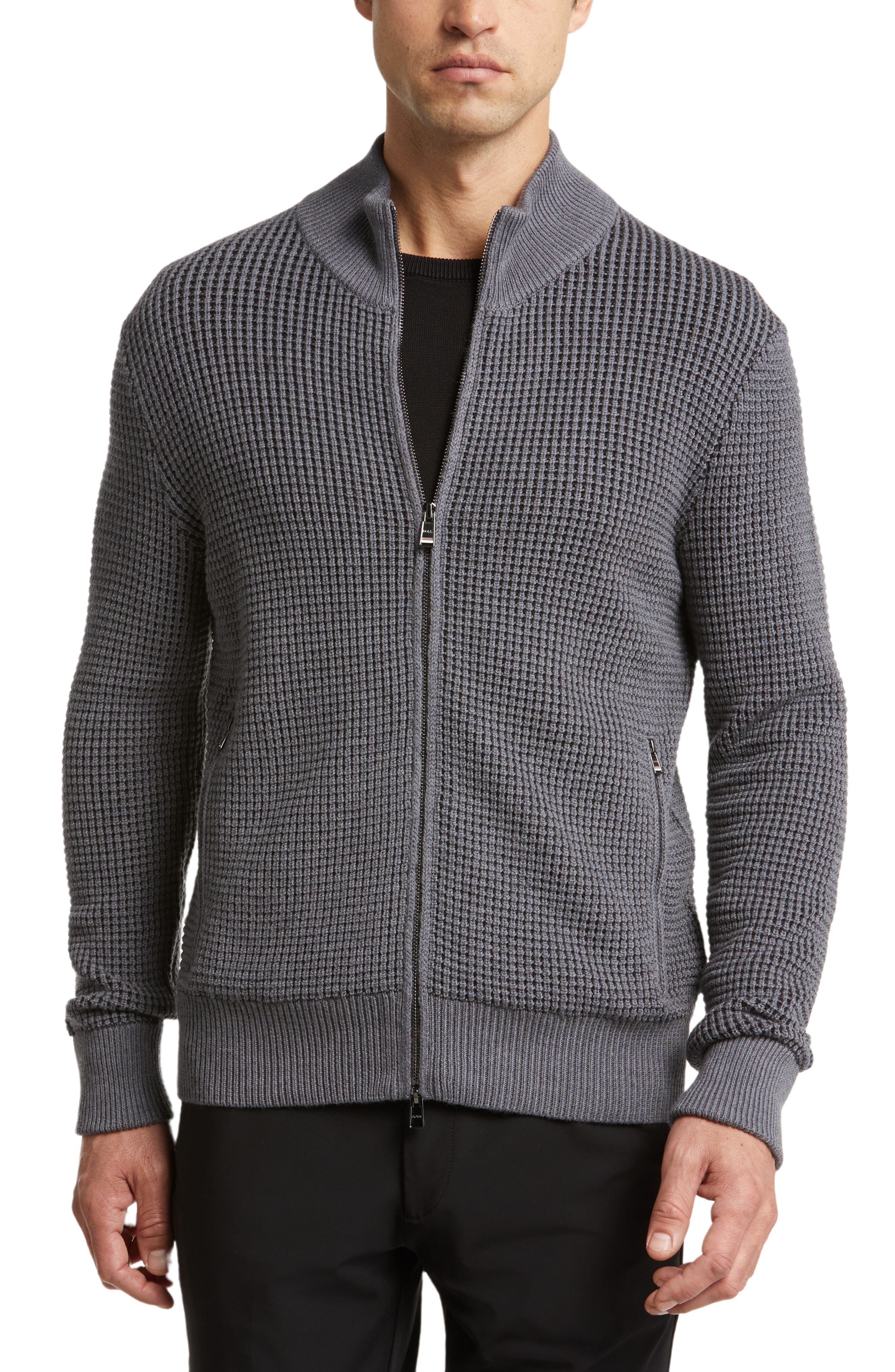 BOSS Mabeo Cotton & Wool Zip Cardigan
