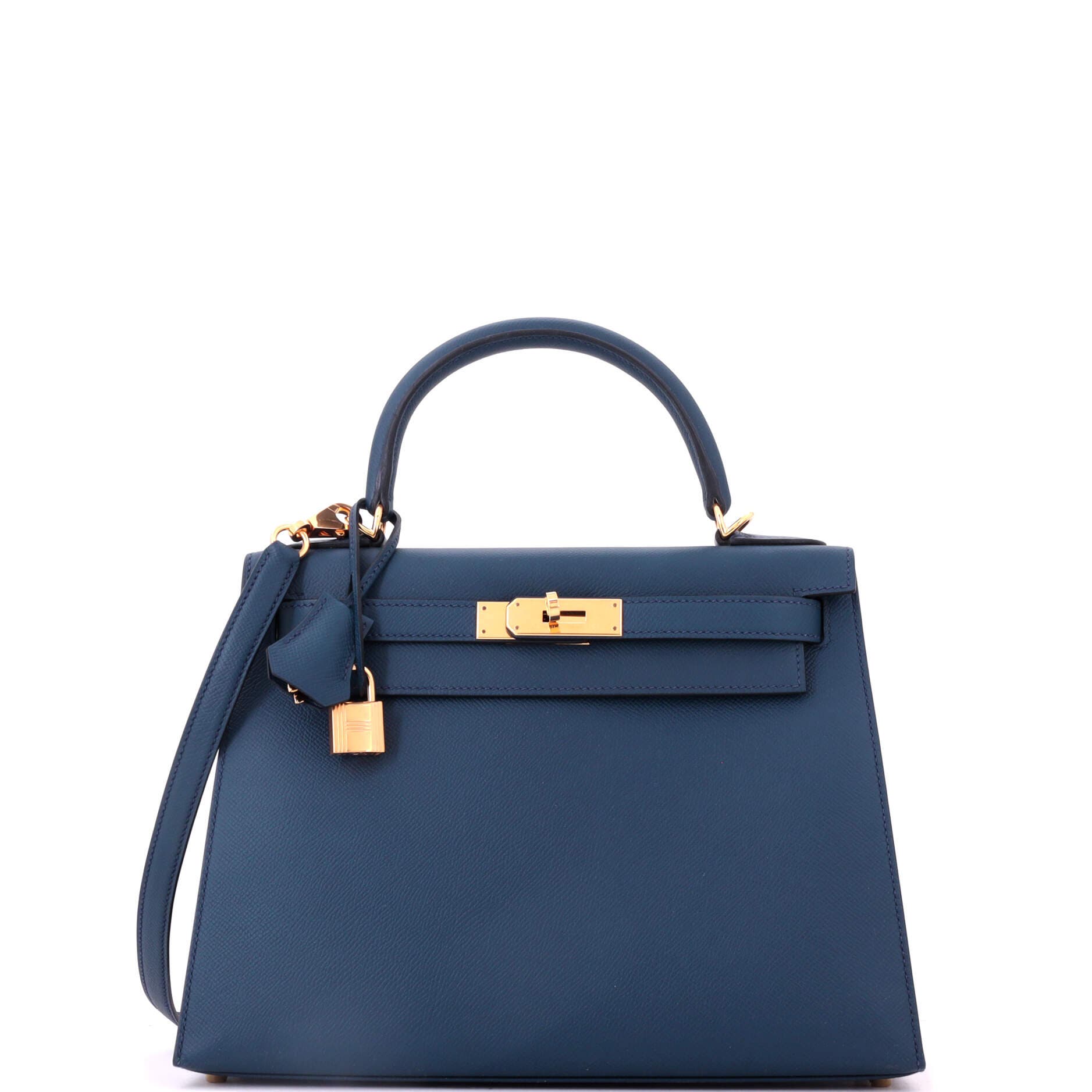 Kelly Handbag Blue Epsom with Gold Hardware 28, Main, color, Blue
