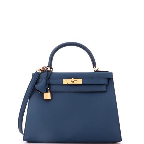 Kelly Handbag Blue Epsom with Gold Hardware 28