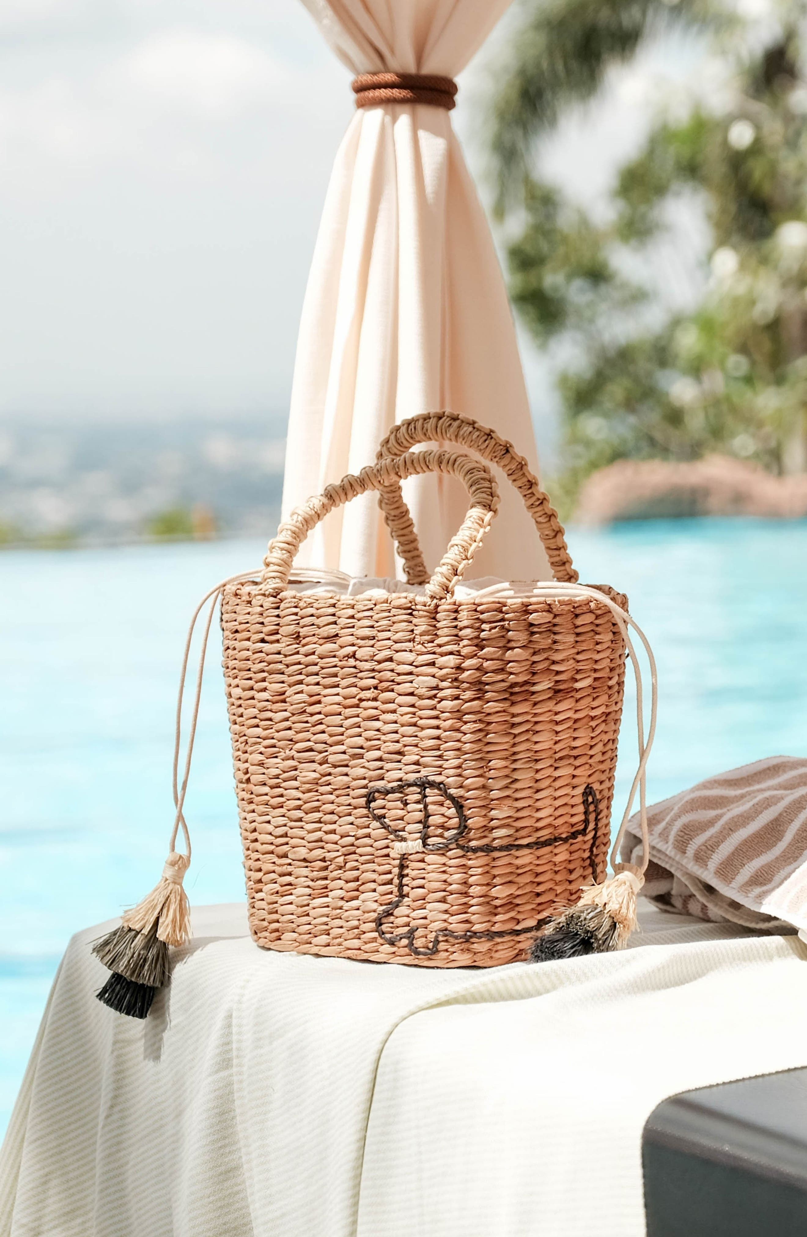 LIKHA Dachshund Embroidered Tote Bag, Alternate, color, Natural