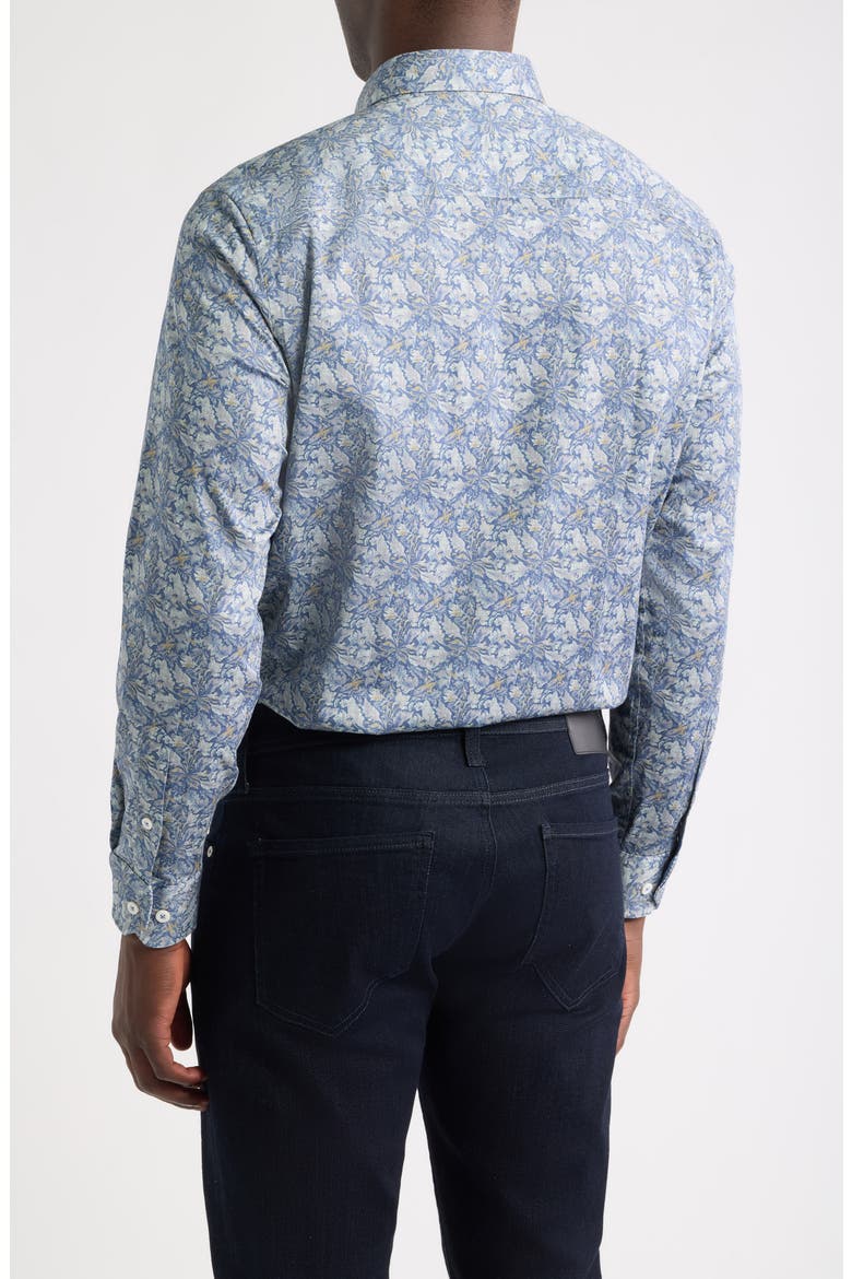 Logan Print Button-Up Shirt, Alternate, color, BLUE / GRAY FOLIAGE