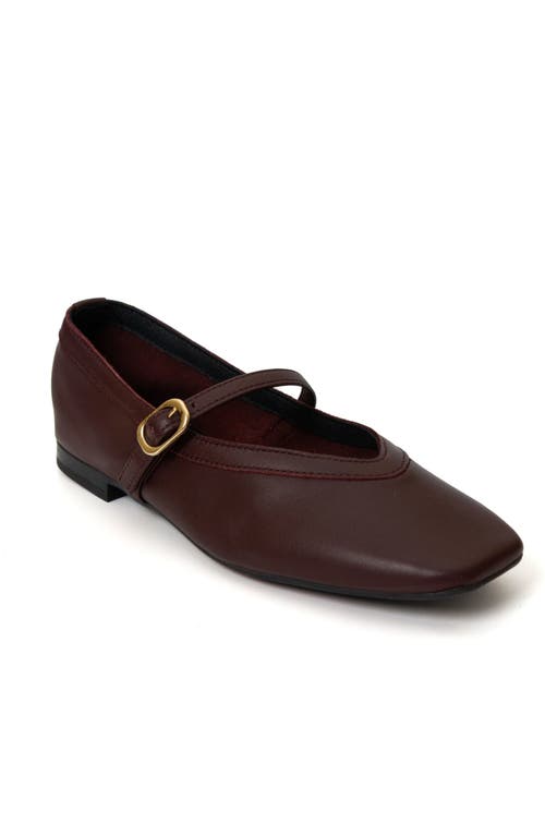 Menina Step Greta Leather Mary Jane Flat In Burgundy