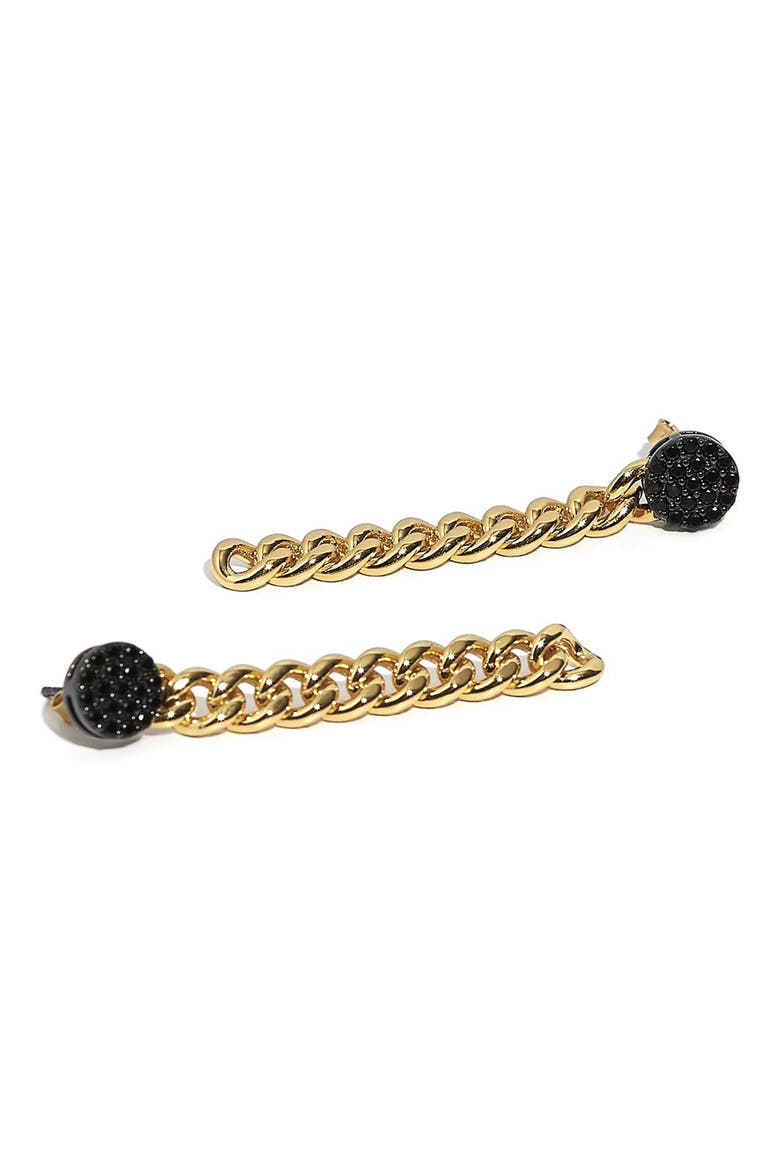Onyx Cuban Link Drop Earrings, Main, color, YELLOW GOLD
