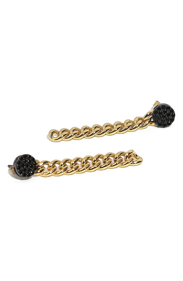 ZARUX Onyx Cuban Link Drop Earrings, Main, color, 