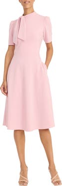 Maggy London Short Sleeve Necktie Midi Dress