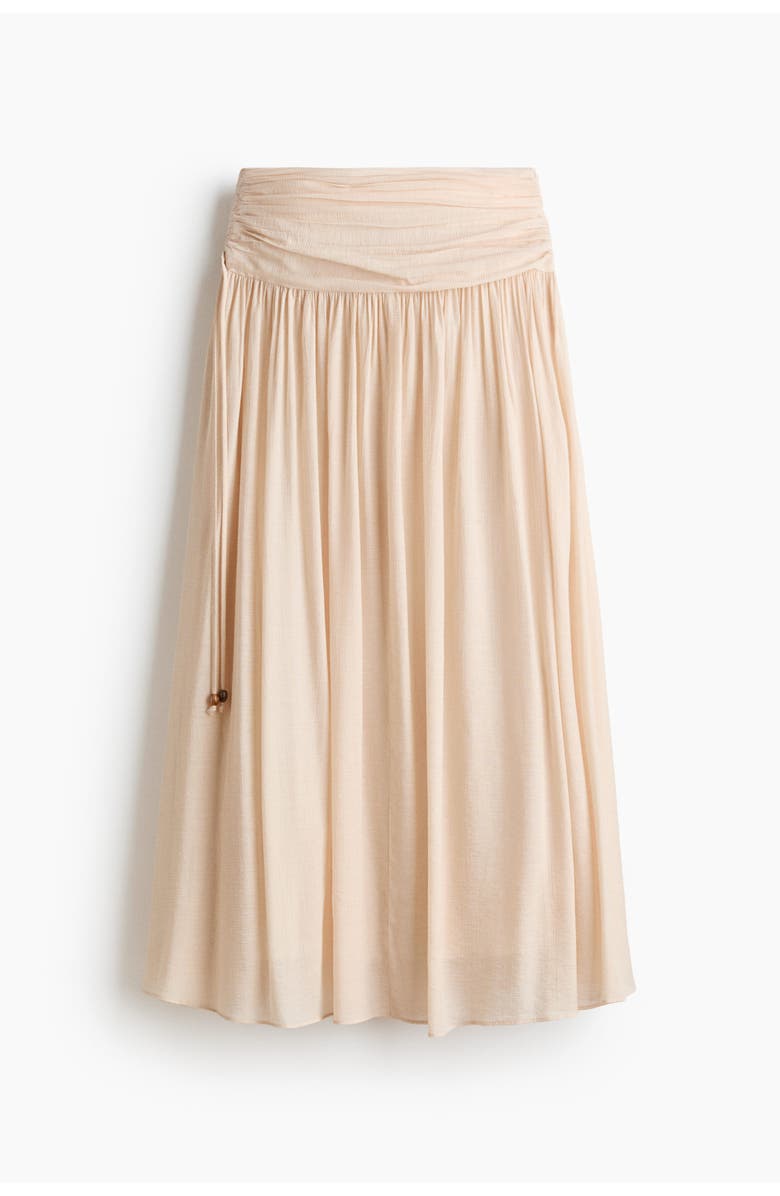 H&M Gathered Crêpe Skirt, Main, color, Pale Orange