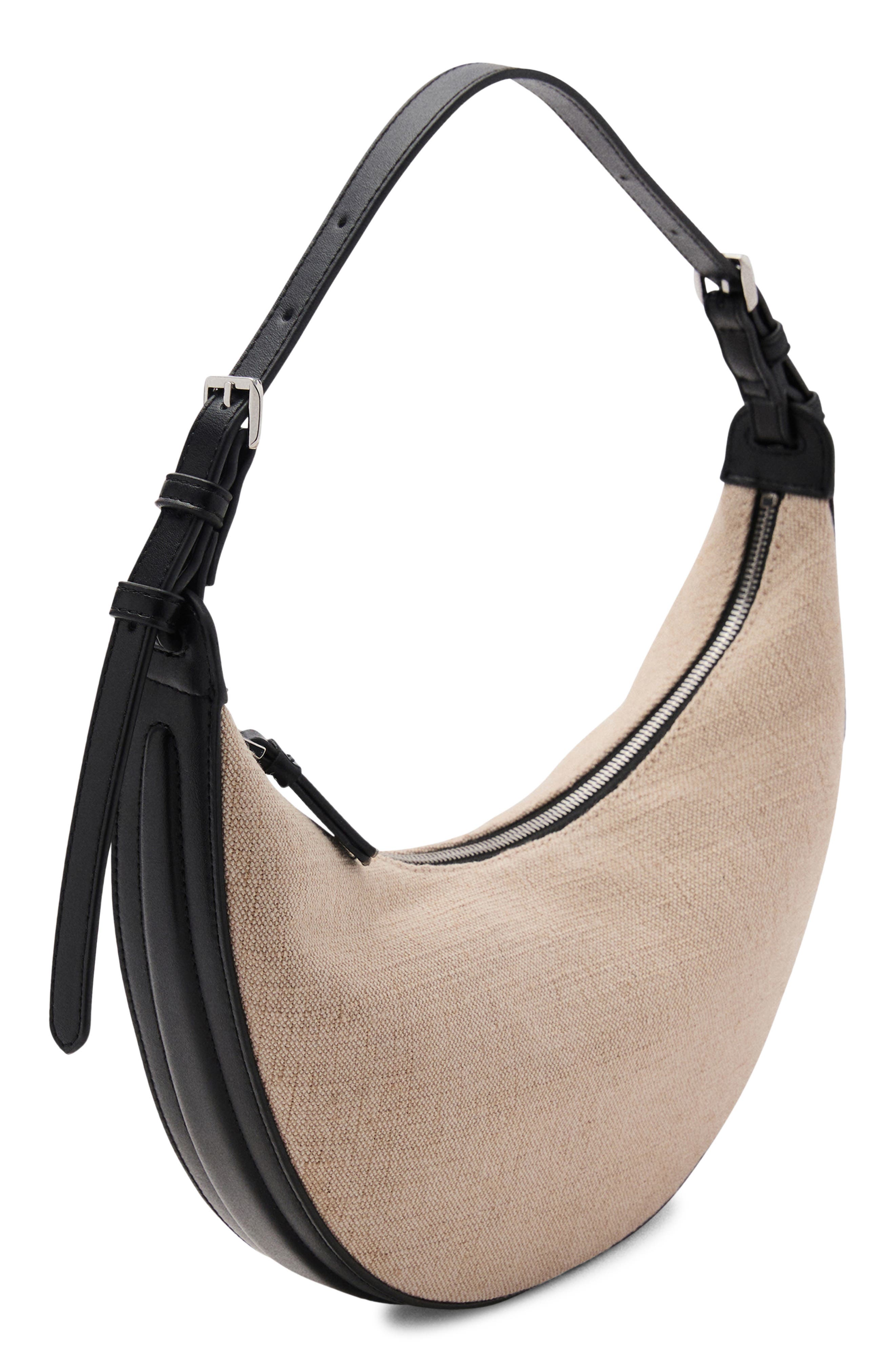 MANGO Mini Oval Linen Blend Shoulder Bag, Alternate, color, 