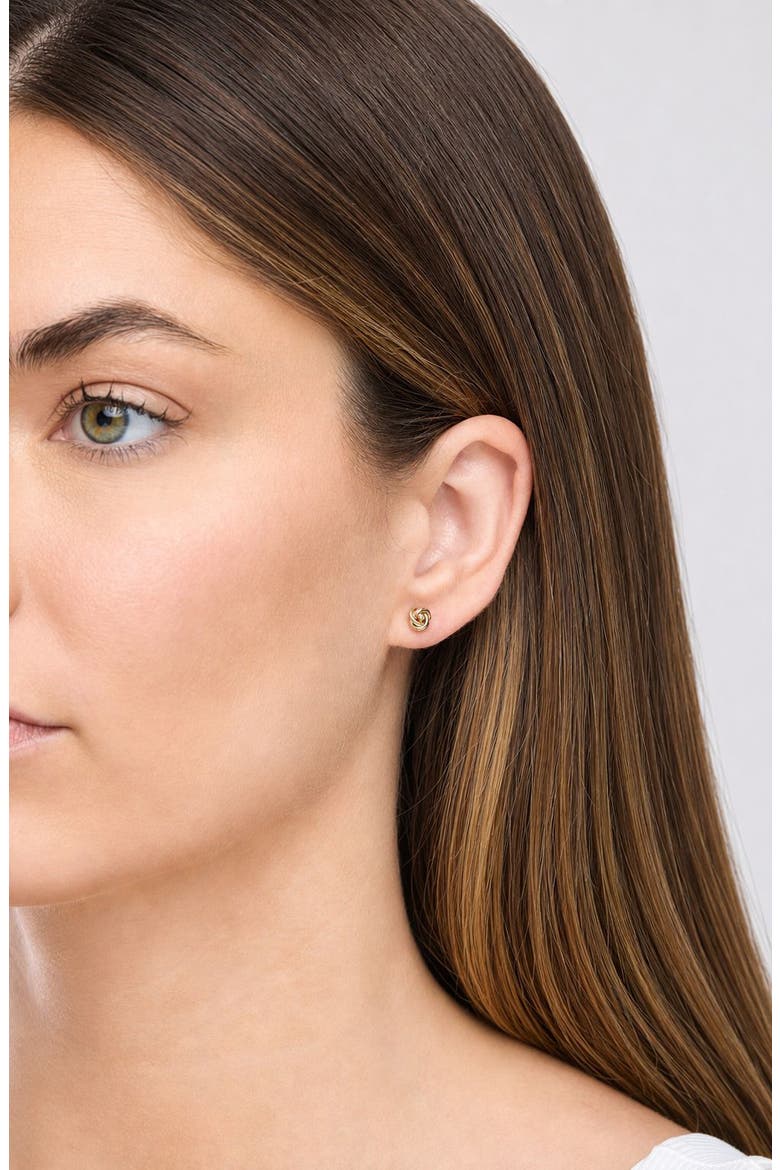 14k Gold Love Knot Stud Earrings, Alternate, color, 14KY