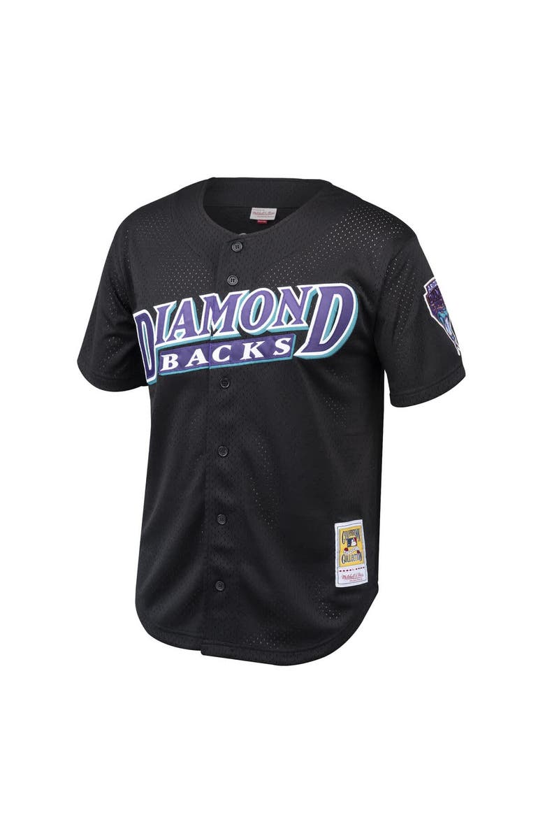 Mitchell & Ness Men's Mitchell & Ness Randy Johnson Black Arizona Diamondbacks Cooperstown Collection Mesh Batting Practice Button-Up Jersey, Alternate, color, 