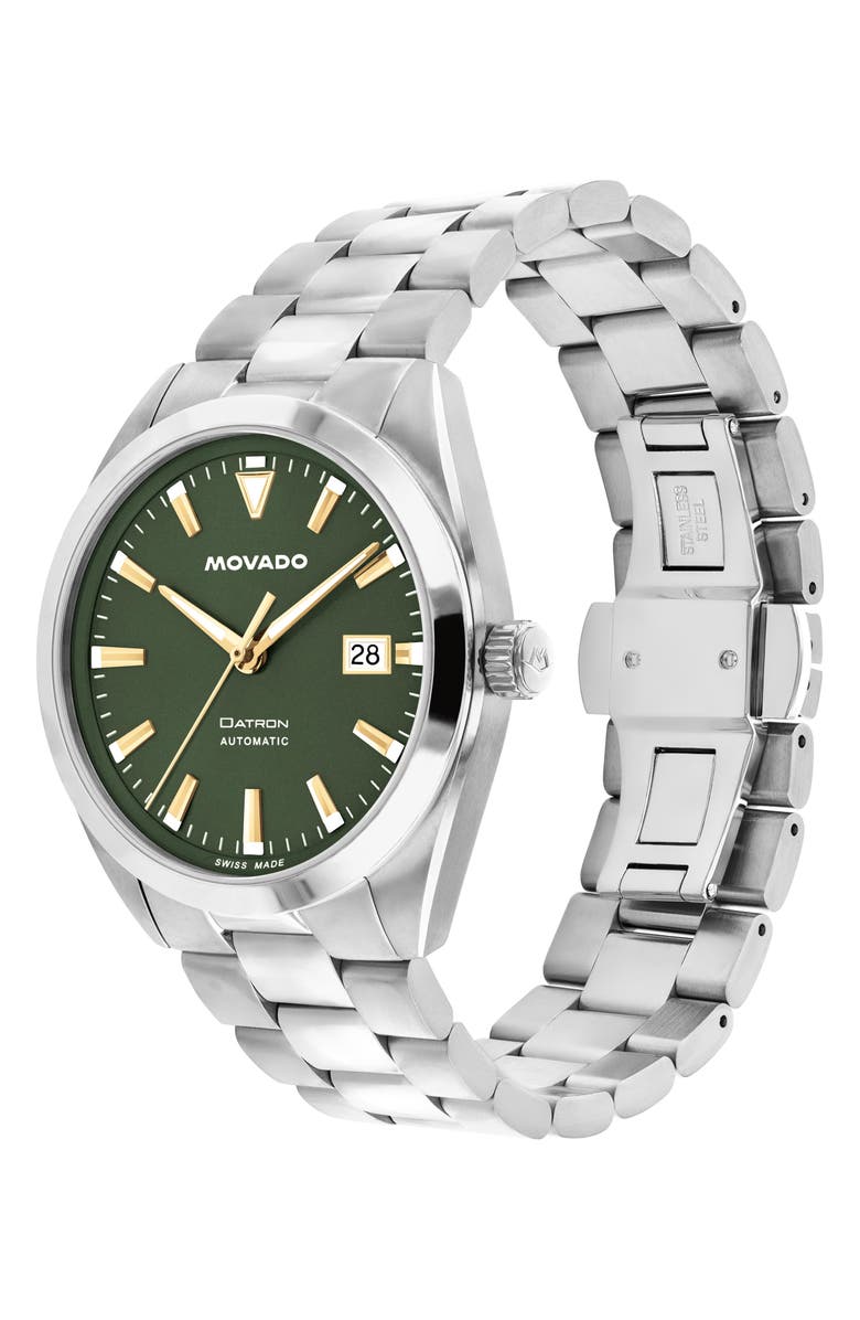 Movado Datron Automatic Bracelet Watch, 40mm, Alternate, color, Green