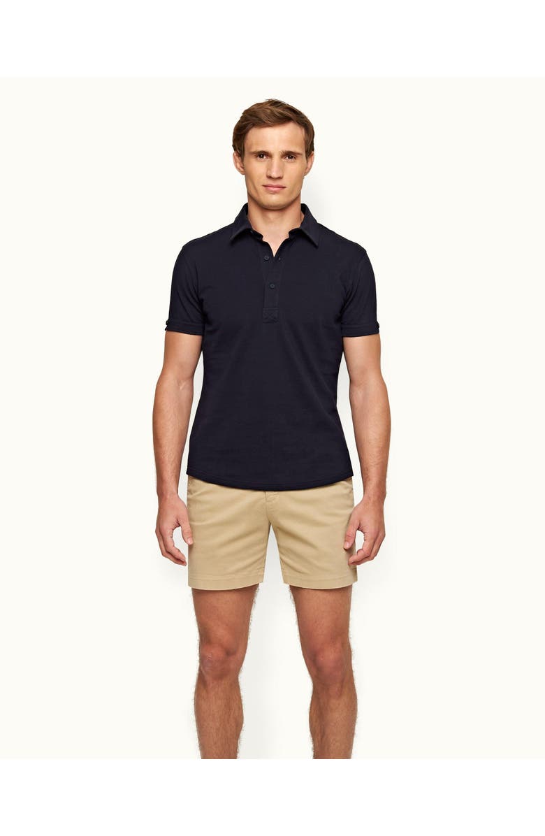 Orlebar Brown Sebastian Pique Tailored Fit Pique Polo Shirt, Main, color, Navy