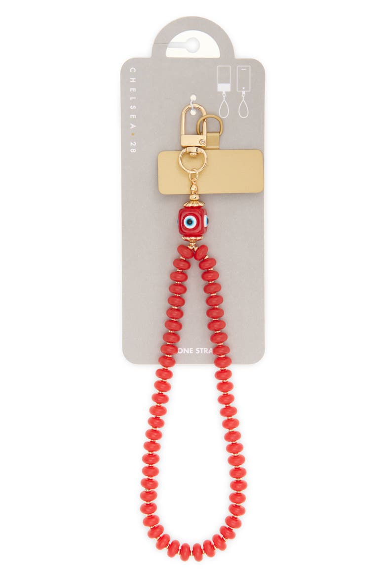 Evil Eye Beaded Phone Wrist Strap, Alternate, color, RED- GOLD