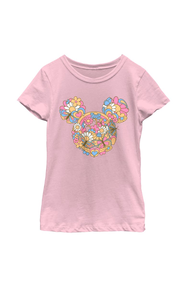 Mickey & Friends Girl's Mickey & Friends Flowers and Butterflies Ears Graphic T-Shirt, Main, color, Light Pink