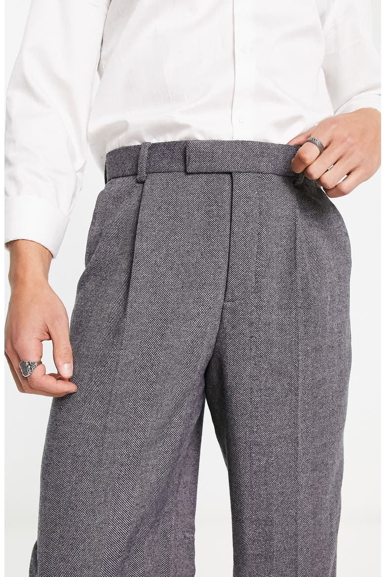 Pleated Wide Leg Trousers, Alternate, color, CHARCOAL