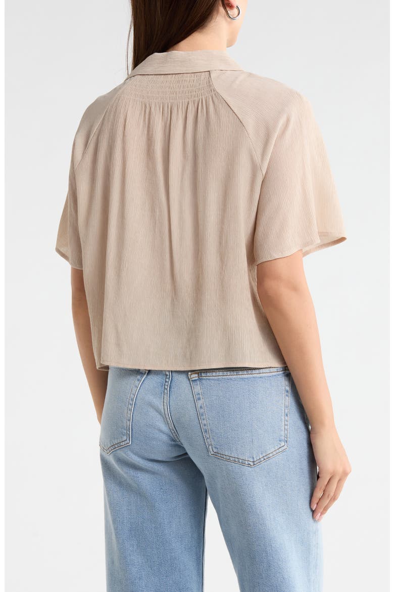Short Sleeve Crop Button-Up Shirt, Alternate, color, WHEAT