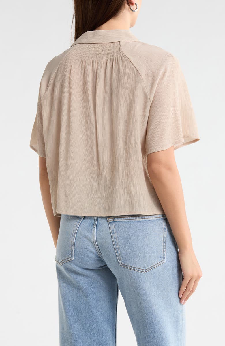 Current/Elliott Short Sleeve Crop Button-Up Shirt, Alternate, color, Wheat