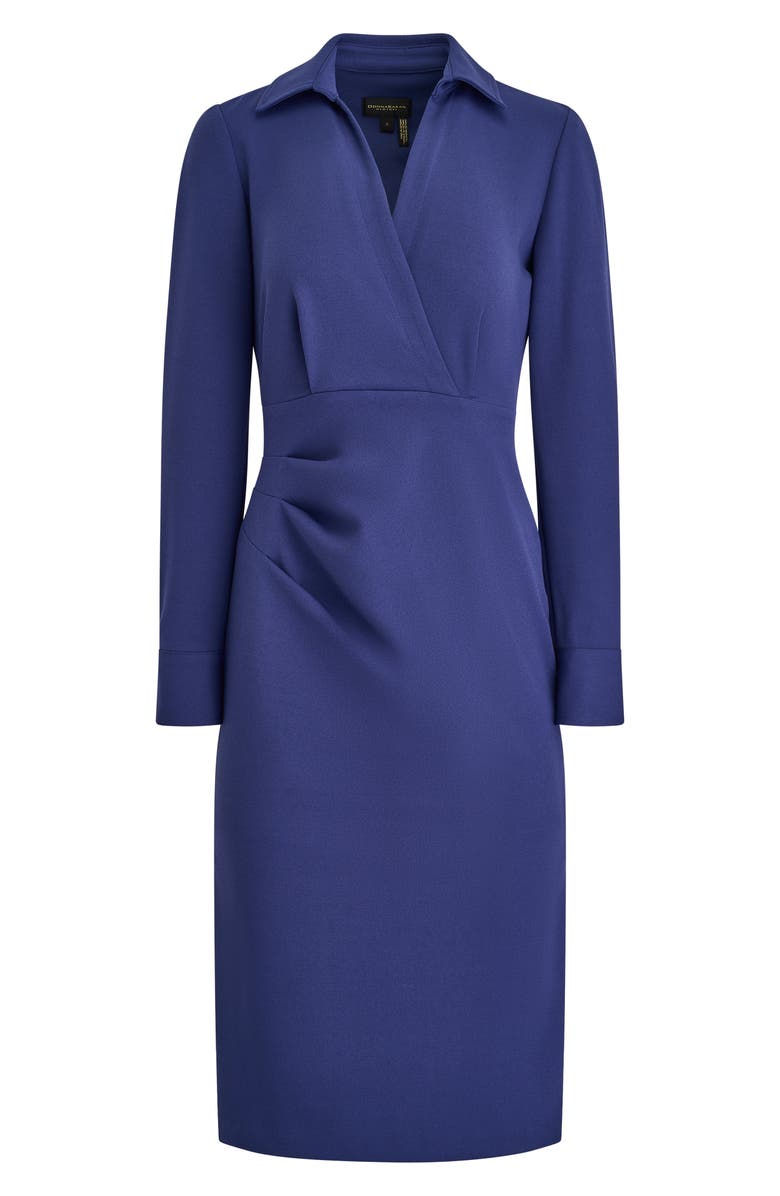 Donna Karan New York Collar Long Sleeve Midi Dress, Alternate, color, Deep Sea