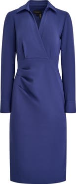Donna Karan New York Collar Long Sleeve Midi Dress