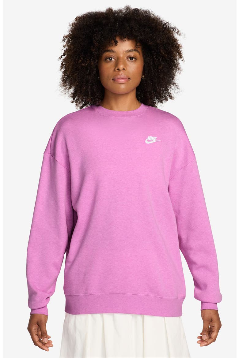 Club Fleece Loose Fit Crewneck Sweatshirt, Main, color, LIGHT MAGENTA/ HEATHER WHITE