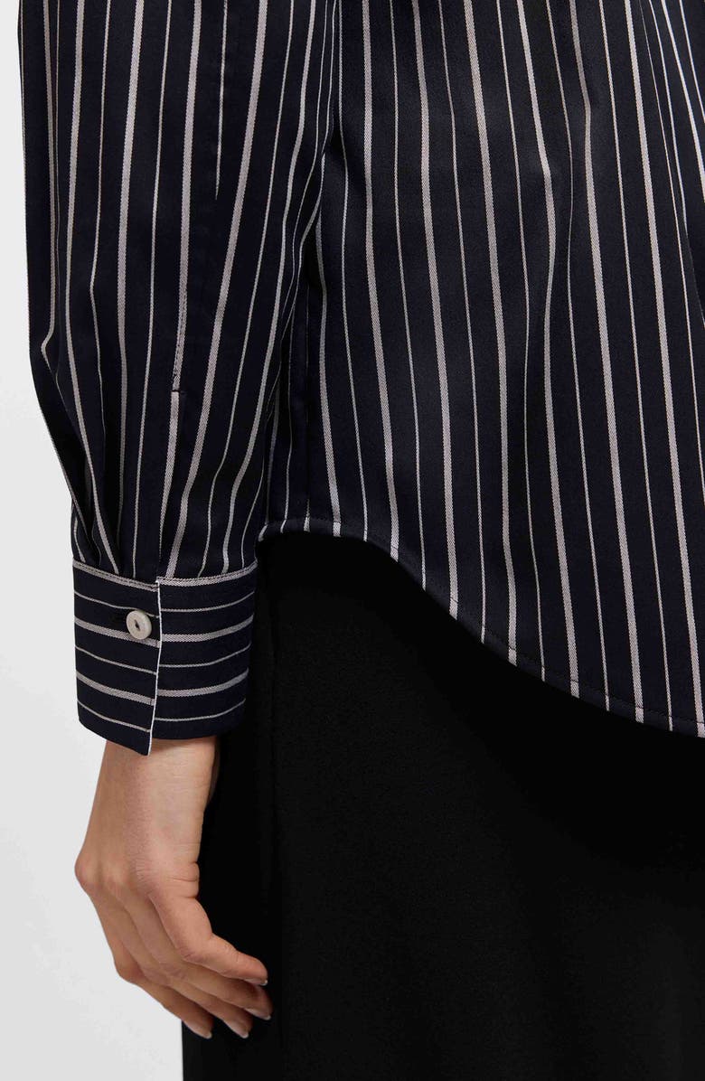 Foxcroft Margie Stripe Button-Up Shirt, Alternate, color, Black/ White