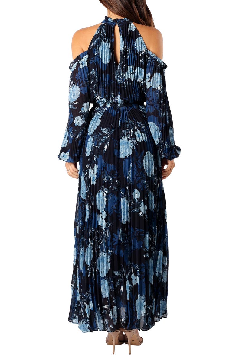 Petal & Pup Hilary Floral Cold Shoulder Long Sleeve Maxi Dress, Alternate, color, Blue Floral