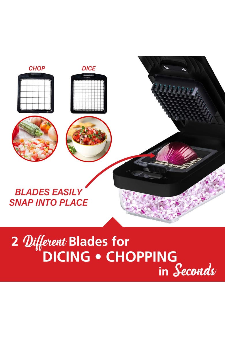 3.6 Cup Vegetable Chopper with 2 Interchangeable Blades, Alternate, color, Black