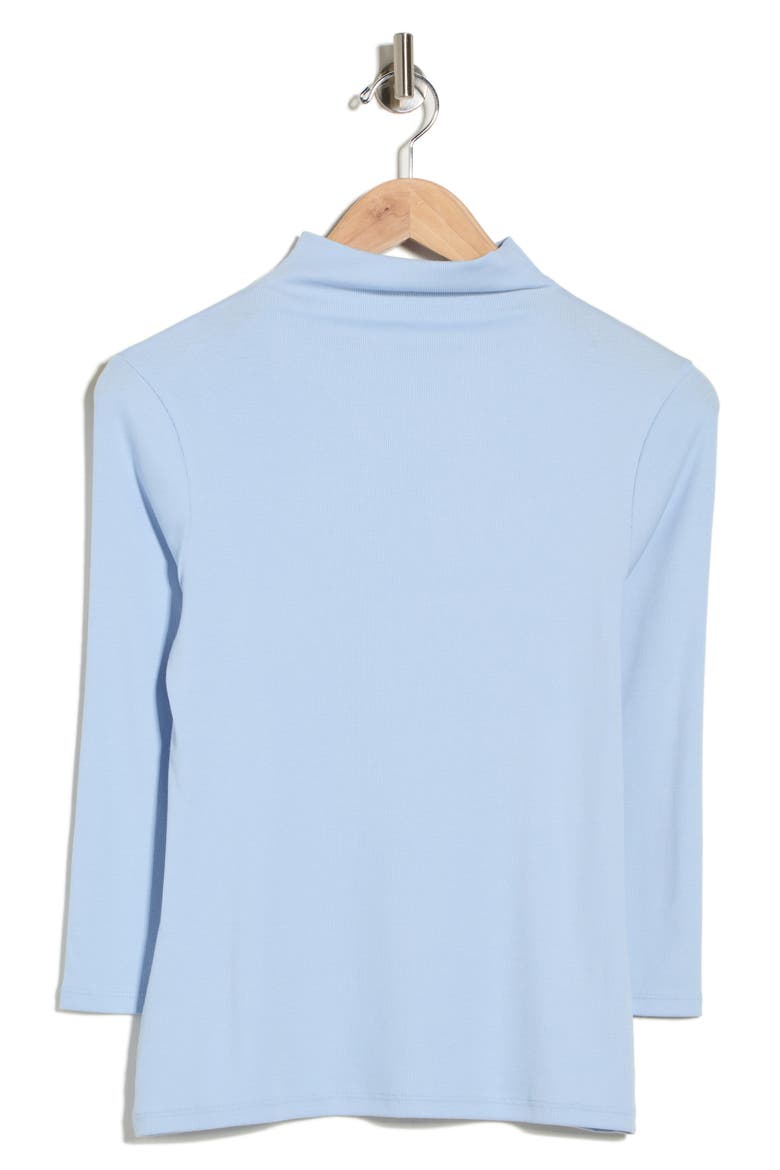 Three-Quarter Sleeve Stretch Pima Cotton Mock Neck T-Shirt, Alternate, color, BLUE CASHMERE