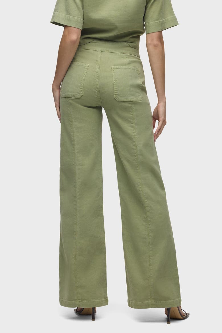 Tie Waist Pintucked Trouser Pant, Alternate, color, Sage