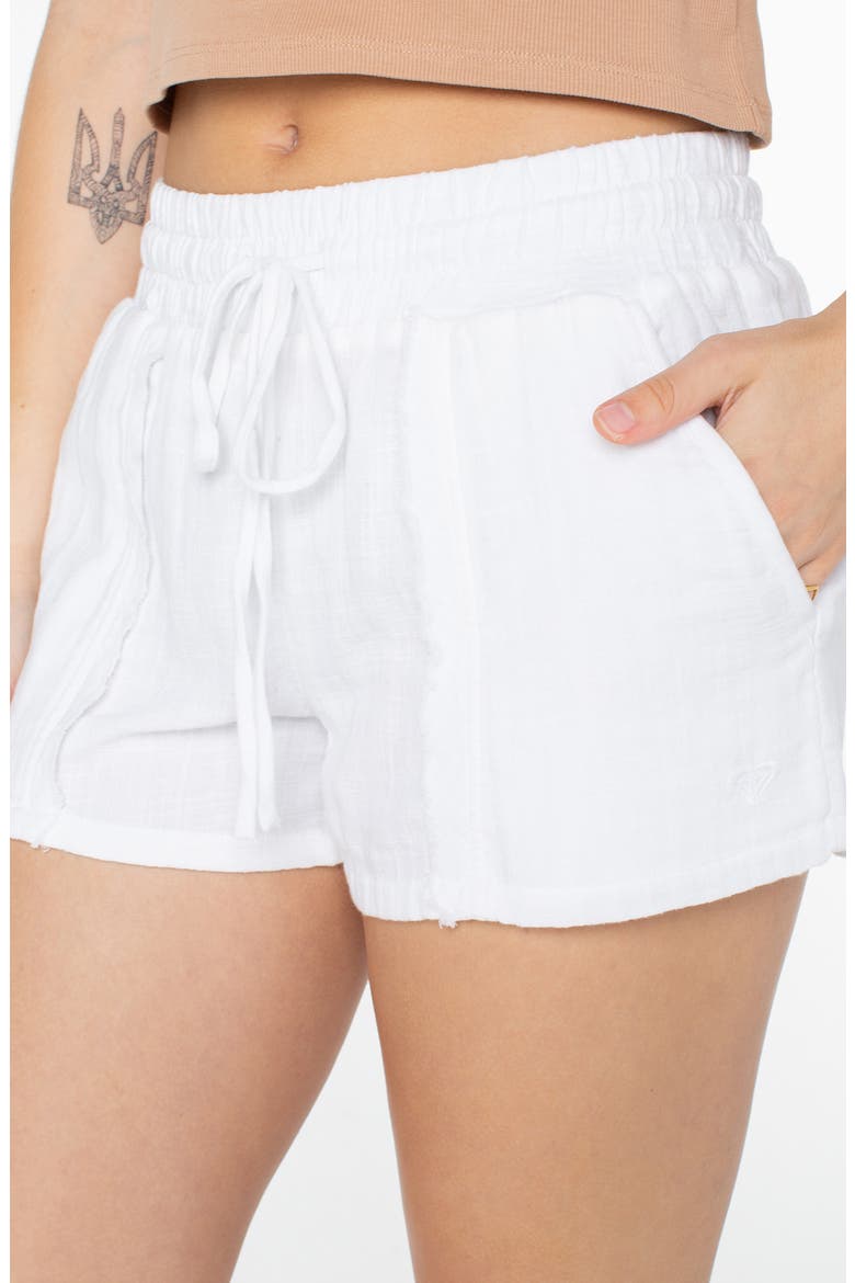Malina Cotton Gauze Drawstring Shorts, Alternate, color, BRIGHT WHITE SOLID