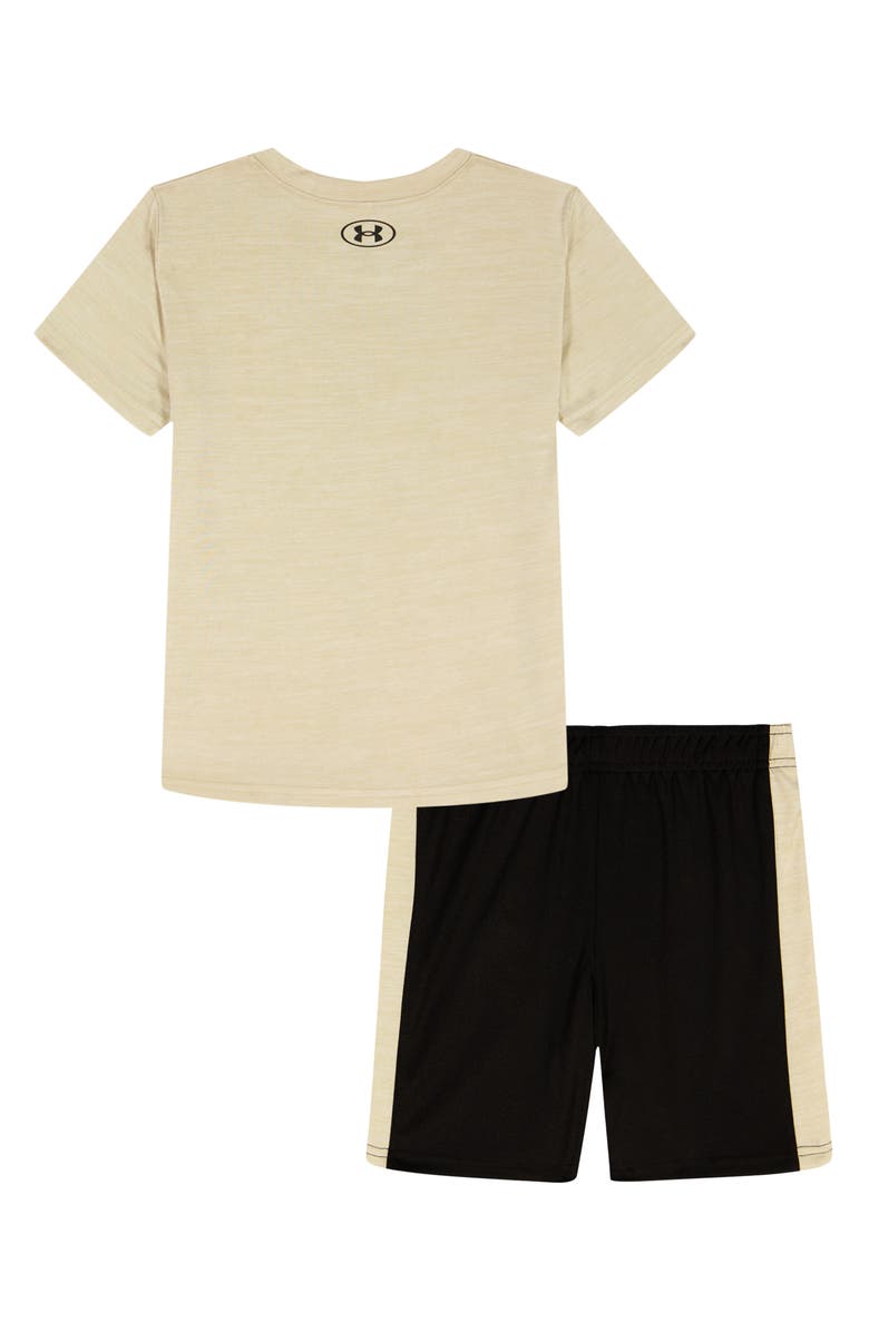 Under Armour Twist Bar Down Short Sleeve T-Shirt & Shorts Set, Alternate, color, Sandstorm/ White Twist/ Black