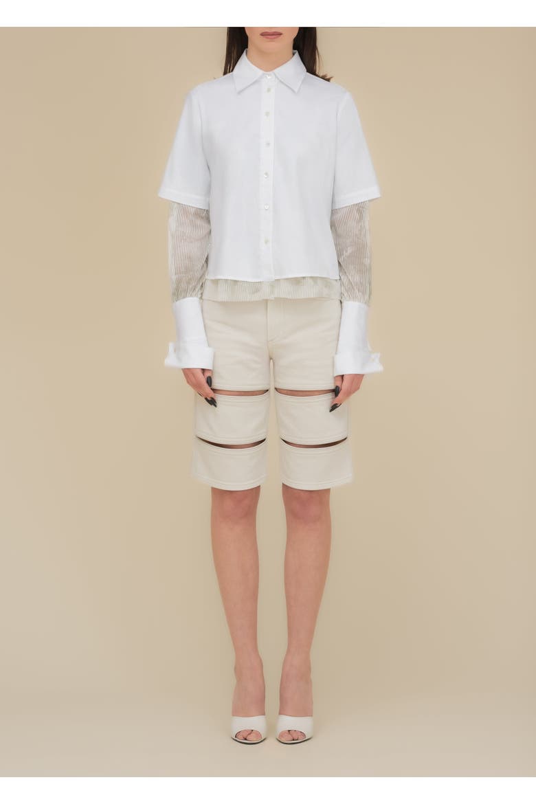Aradia Collared Cotton Poplin Shirt, Alternate, color, White