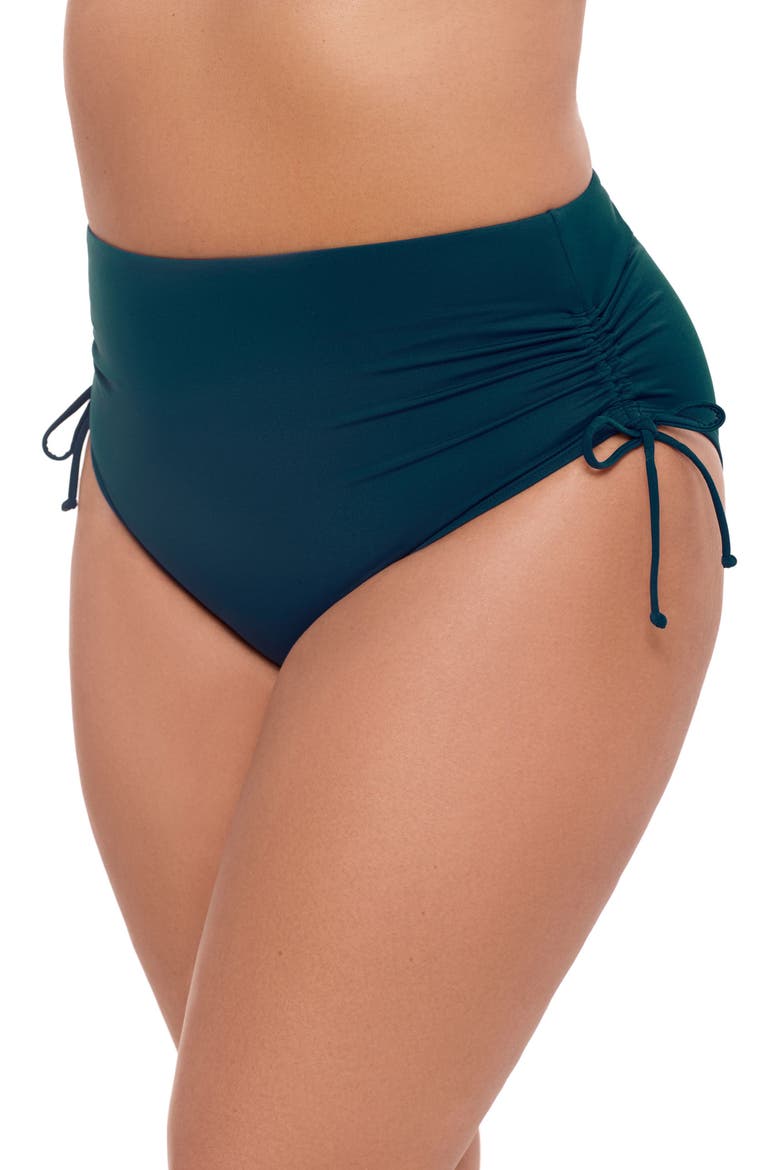 Smoothing and Sculpting Cinch Adjustable High-Waist Bikini Swimsuit Bottoms, Alternate, color, Dusk Blue