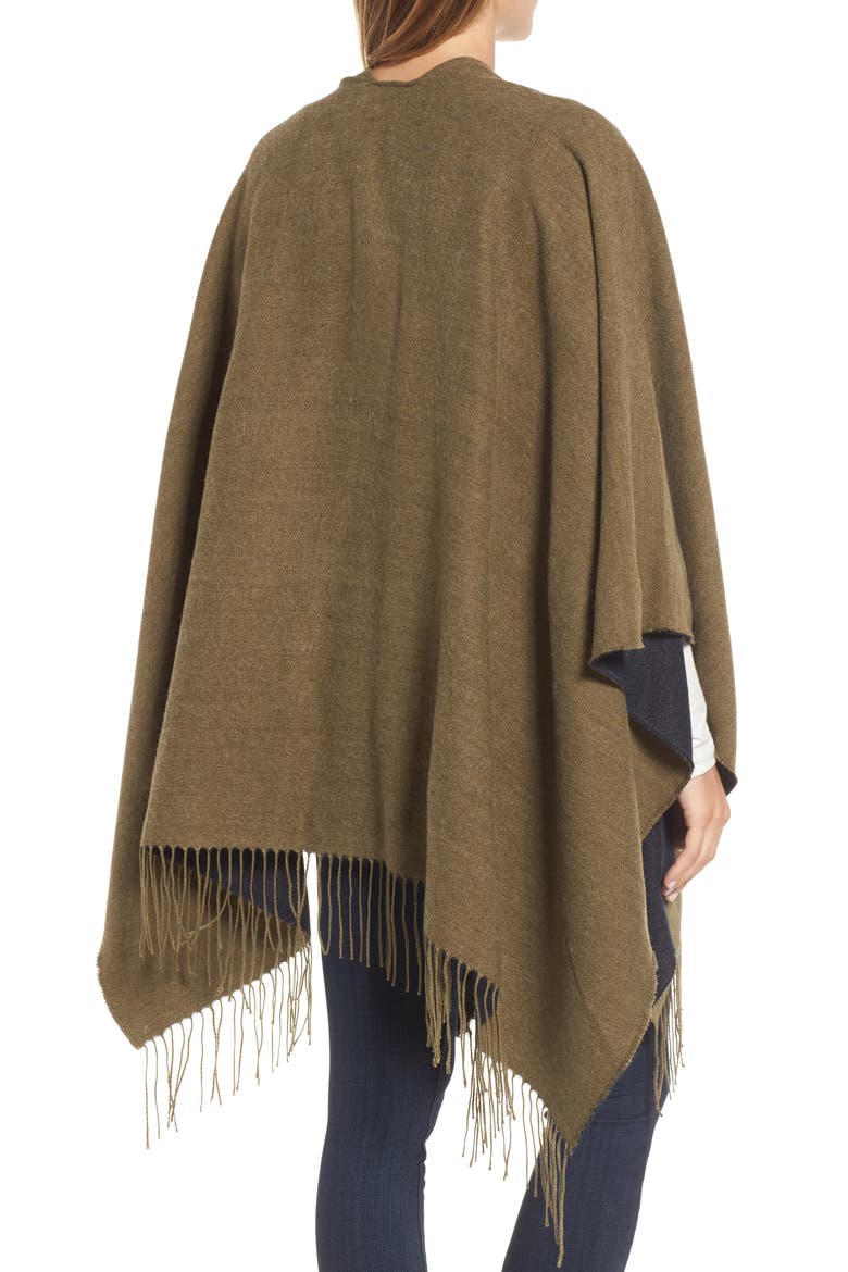 Halogen® Reversible Ruana, Alternate, color, OLIVE COMBO