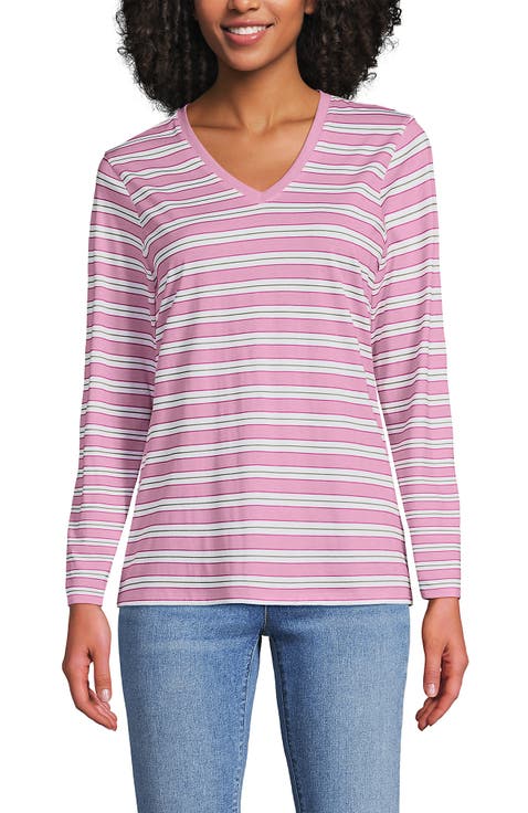 Relaxed Supima Cotton Long Sleeve V-Neck T-Shirt