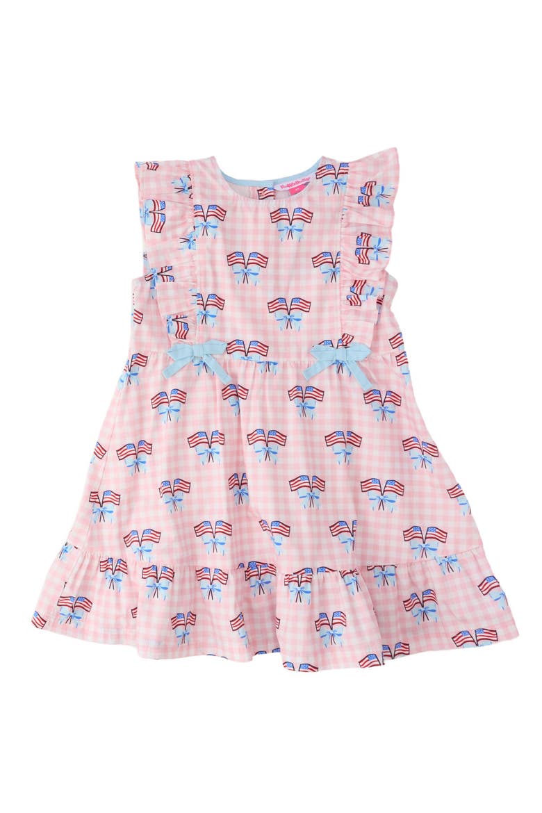 Sleeveless Pinafore Bow Dress, Main, color, Pink Patriotic Gingham