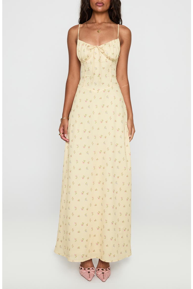 Floral Print Maxi Dress, Main, color, YELLOW FLORAL