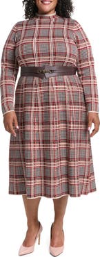 Eliza J Mock Neck Fit & Flare Midi Dress