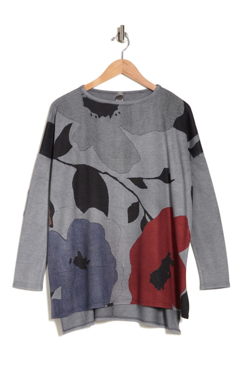 Dolman Sleeve Knit Top, Alternate, color, GREY/ BLUE PERENNIAL