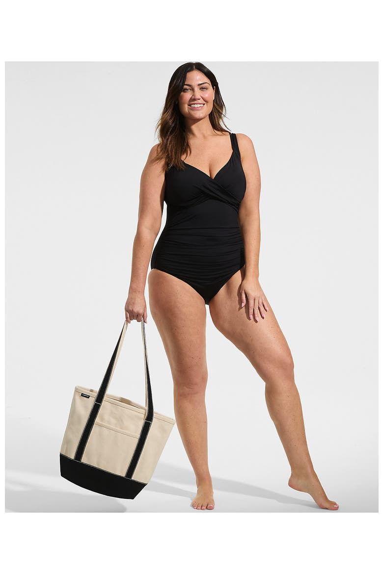 Plus Size Sweetheart Underwire Wrap One Piece Swimsuit, Alternate, color, Black