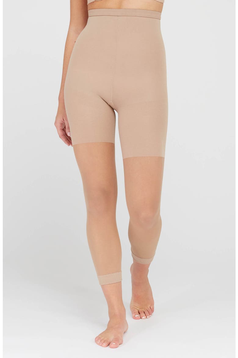 High Waisted Shaping Capri Tights, Alternate, color, BEIGE