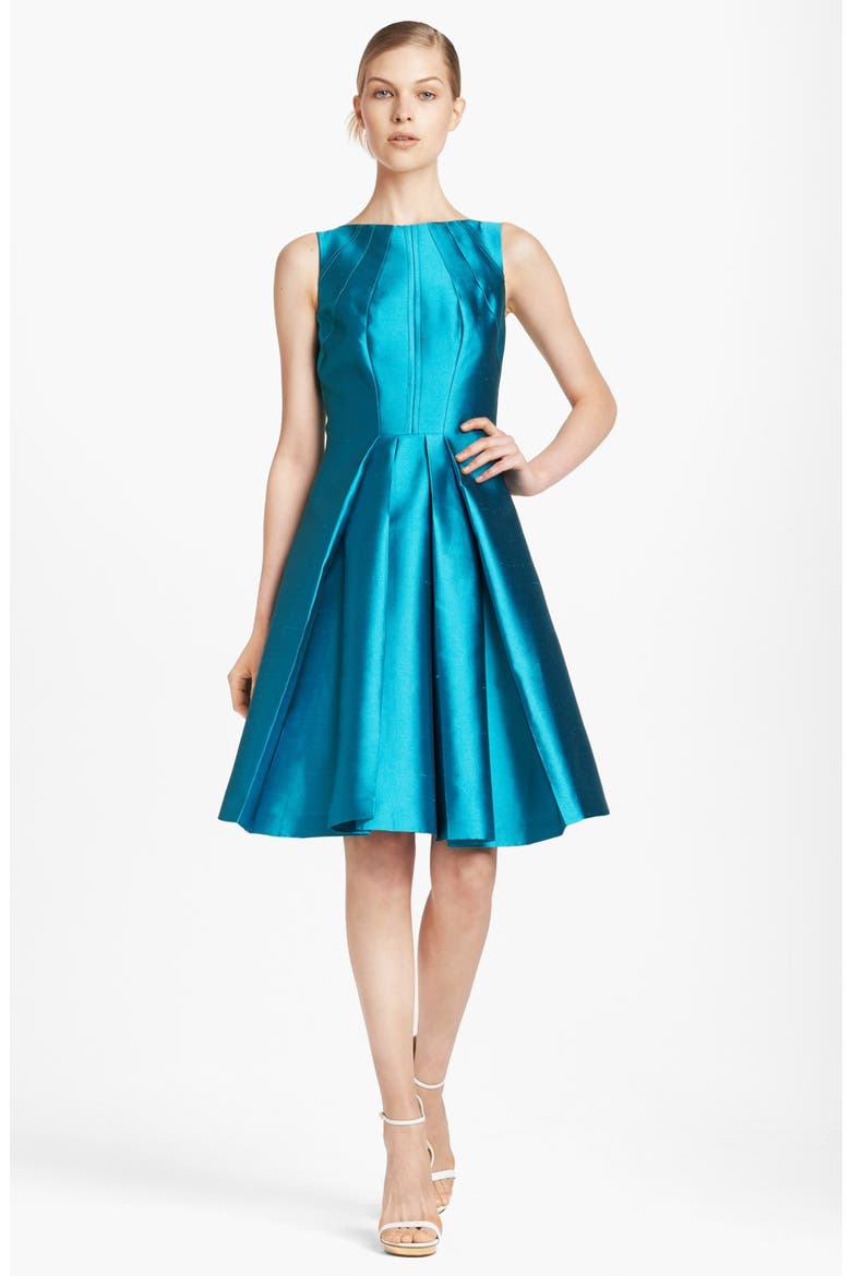 Seamed Silk & Wool Dress, Main, color, AQUA