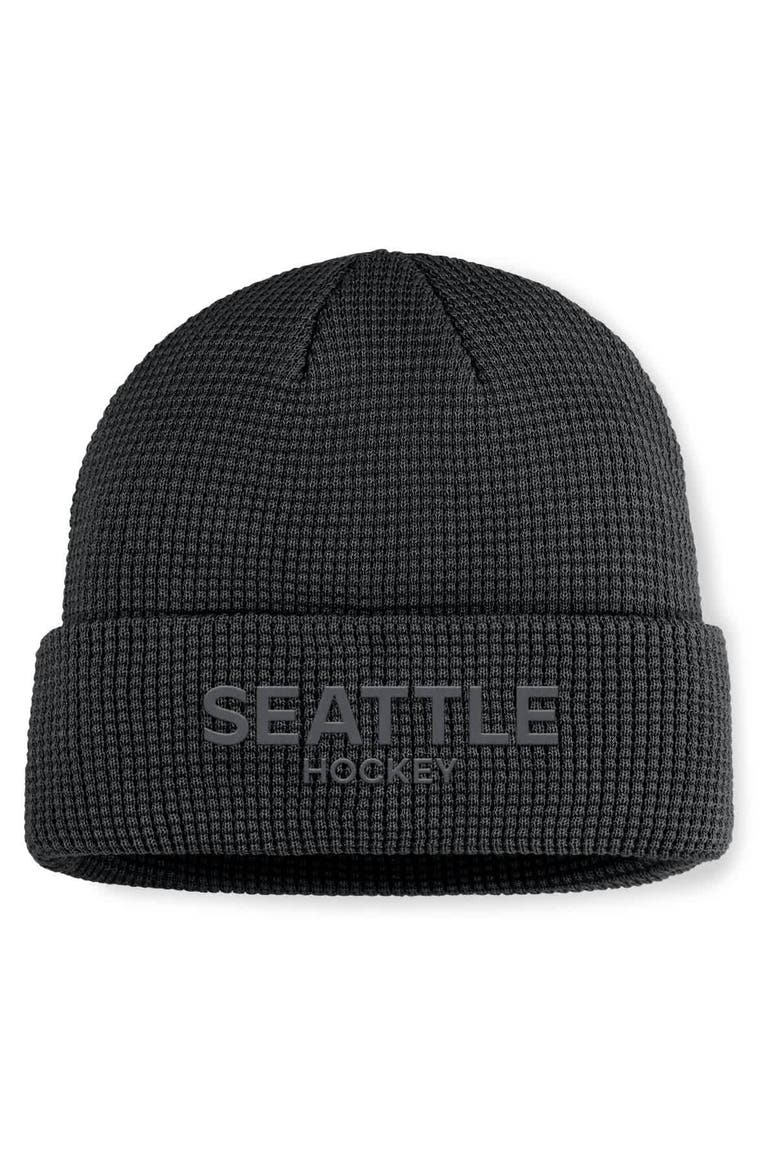 Men's Fanatics Black Seattle Kraken Authentic Pro Road Cuffed Knit Hat, Main, color, Black