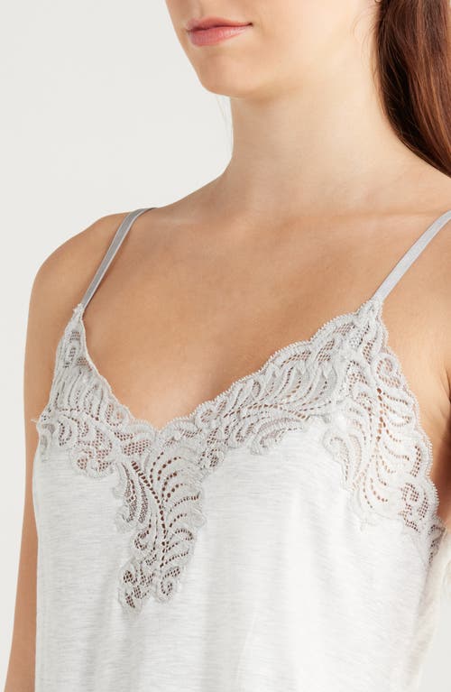 Natori Essentials Lace Trim Jersey Pajamas In Light Heather Grey