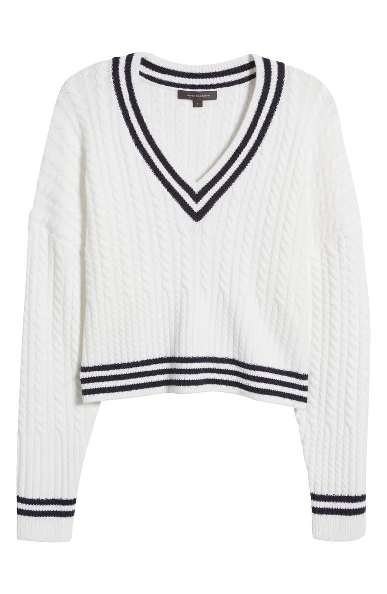 French Connection Babysoft V-Neck Cable Knit Sweater, Alternate, color,