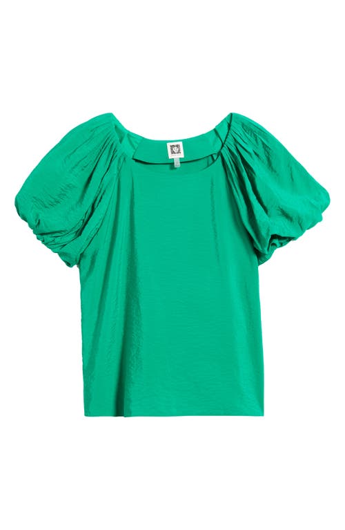 Anne Klein Bubble Sleeve Top In Tropical Green