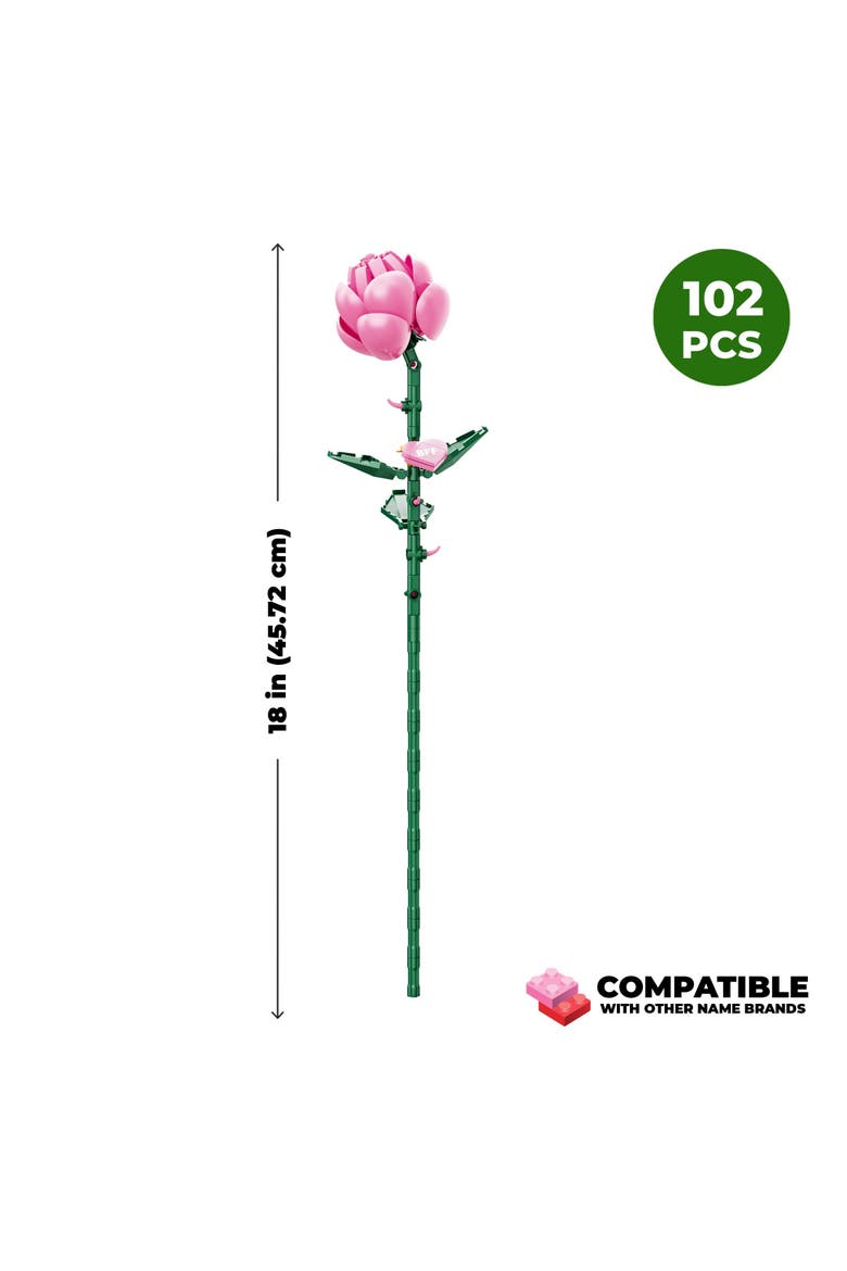 Bricktanicals Pink Long Stem Rose Building Set, Alternate, color, Pink
