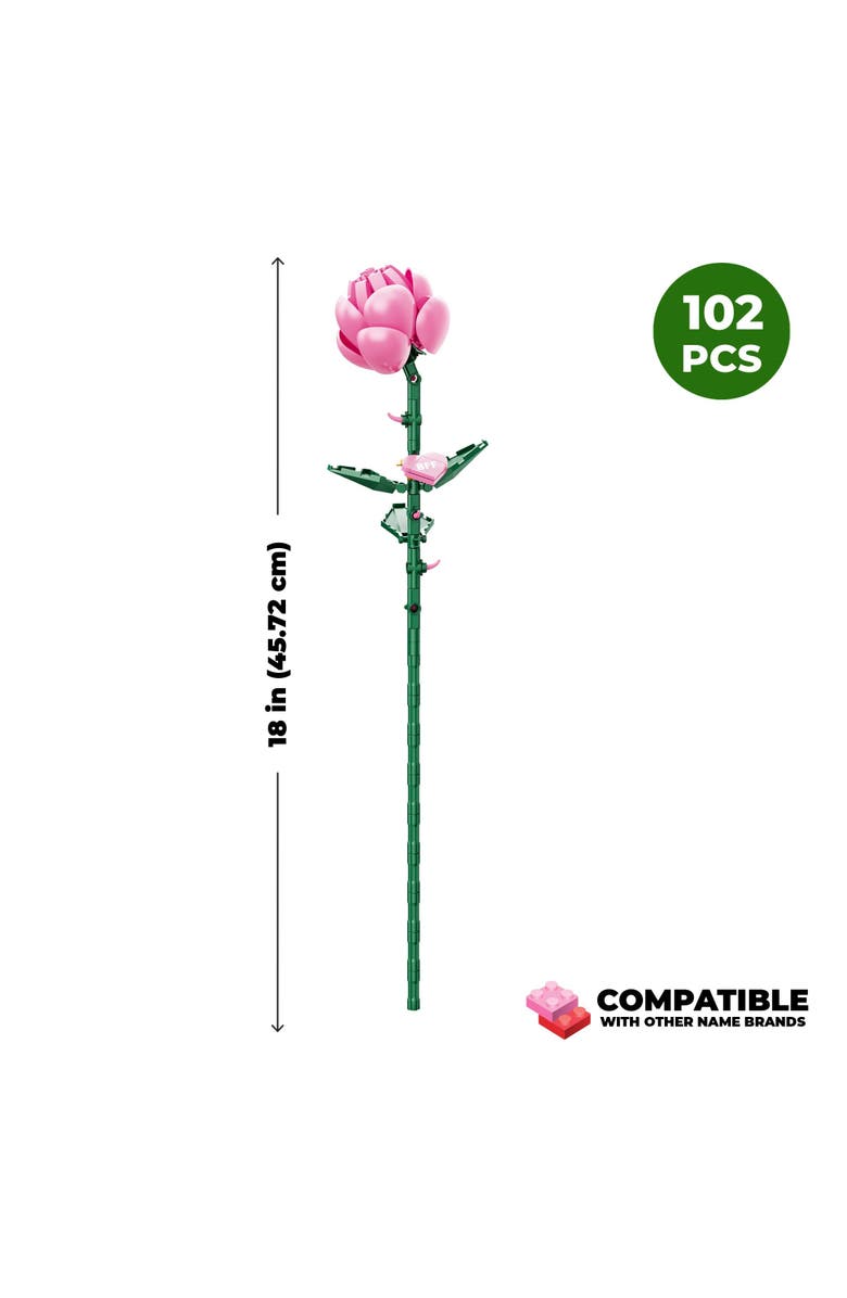 Brickcraft Bricktanicals Pink Long Stem Rose Building Set, Alternate, color, Pink