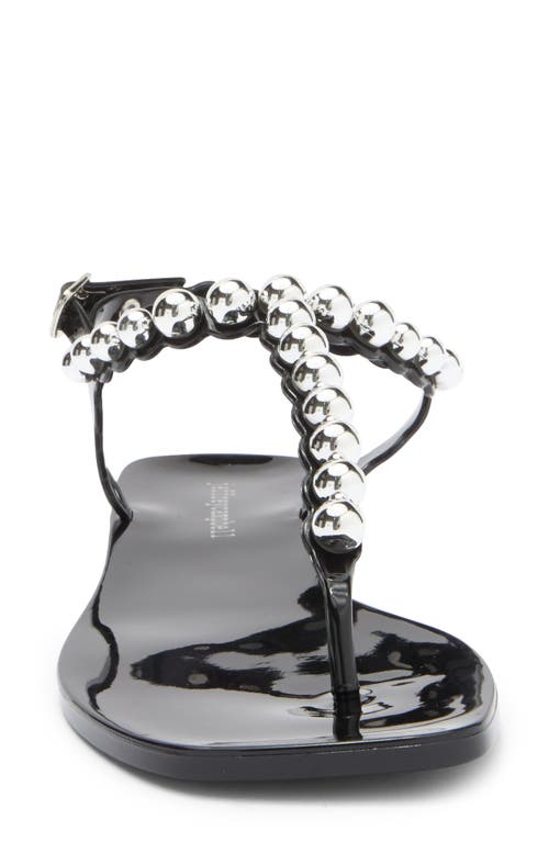 Jeffrey Campbell Pearlesque Imitation Pearl Ankle Strap Sandal In Black Shiny Silver