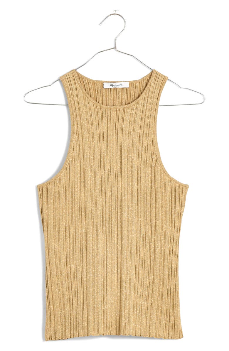 Madewell The Signature Shimmer Knit Cutaway Sweater Tank, Alternate, color, Sand Dune