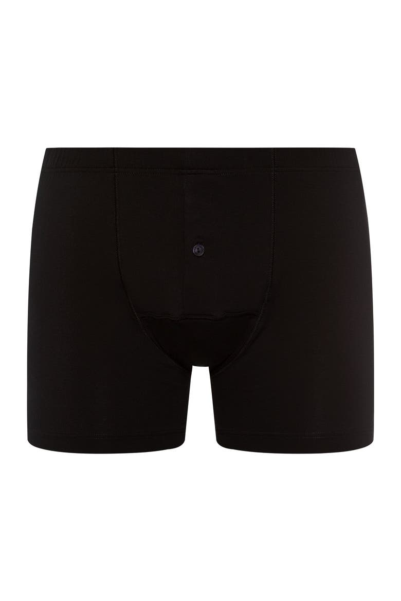 Cotton Sensation Long Leg Boxer Brief With Fly, Main, color, BLACK